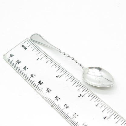 925 Sterling Silver Antique Art Deco Boston Twisted Coffee Spoon