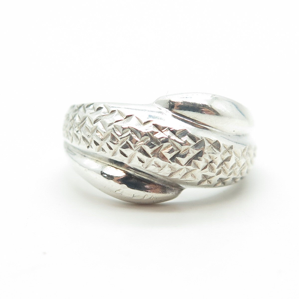 925 Sterling Silver Vintage Modernist Diamond-Shaped Ring Size 7.75