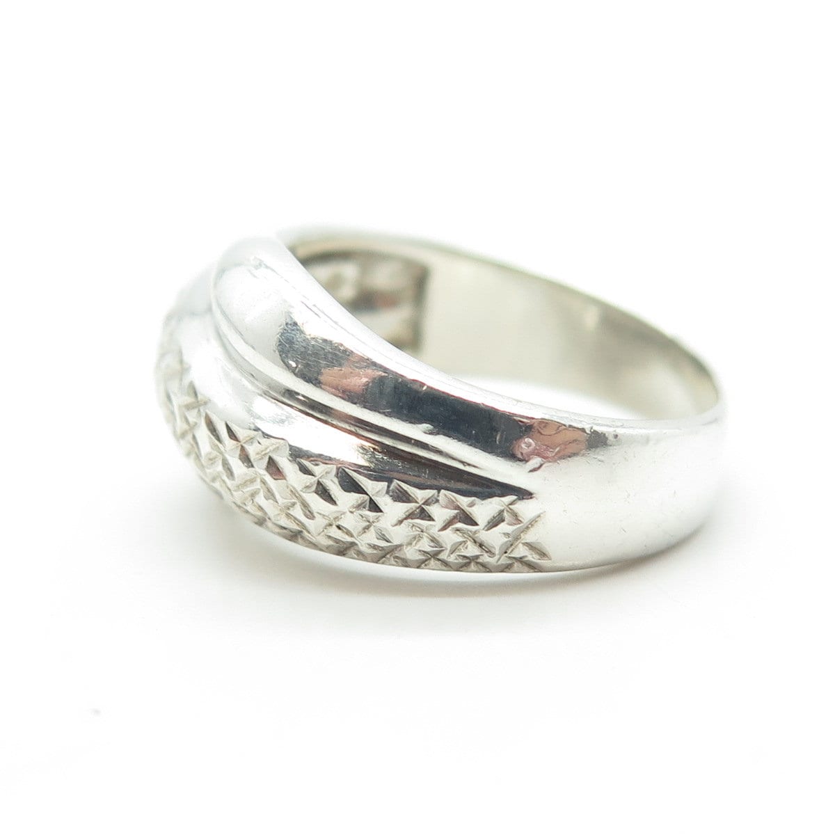 925 Sterling Silver Vintage Modernist Diamond-Shaped Ring Size 7.75