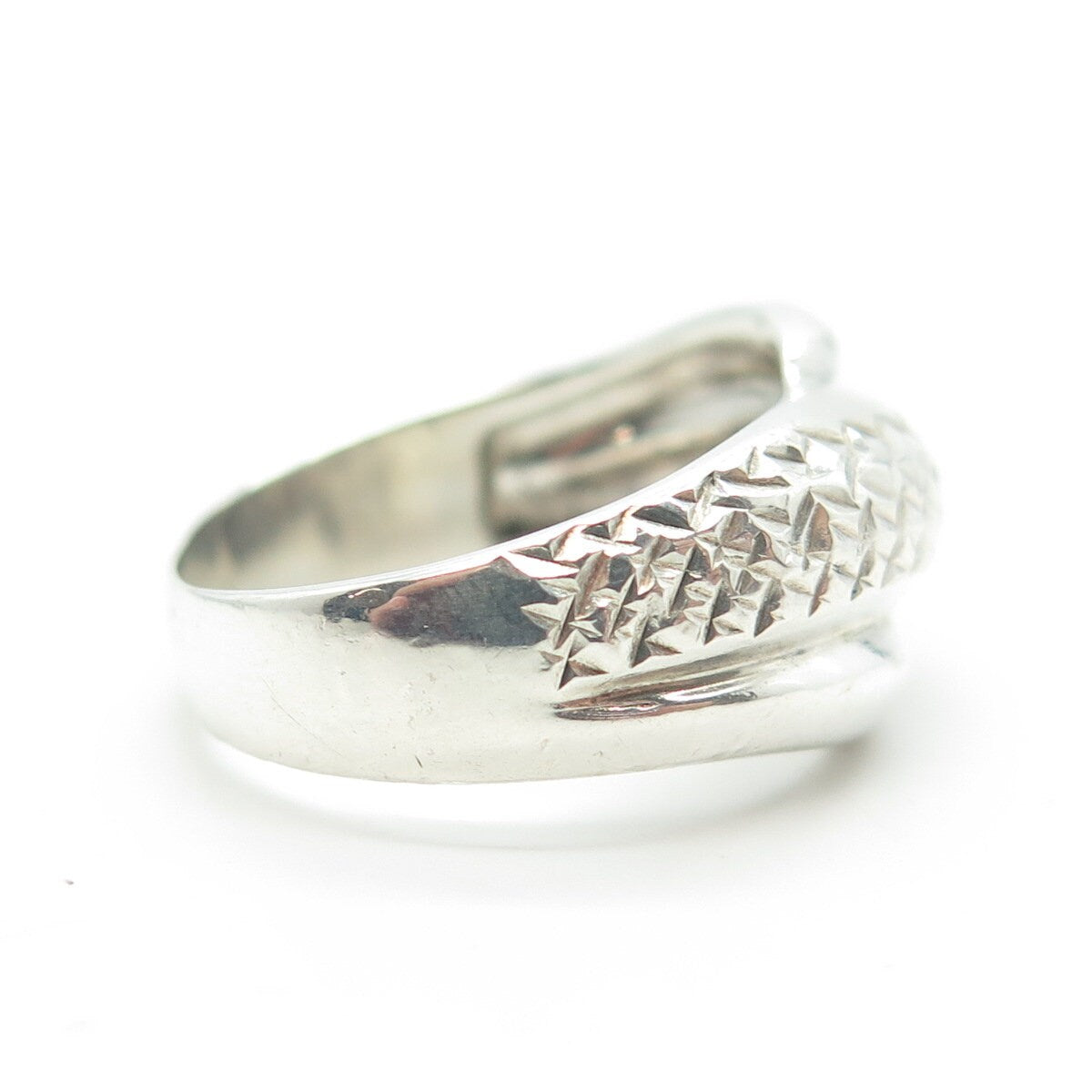 925 Sterling Silver Vintage Modernist Diamond-Shaped Ring Size 7.75
