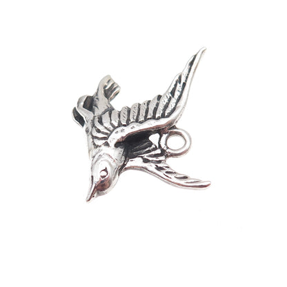 Cini 925 Sterling Silver Antique Art Deco Bird Oxidized Charm Pendant