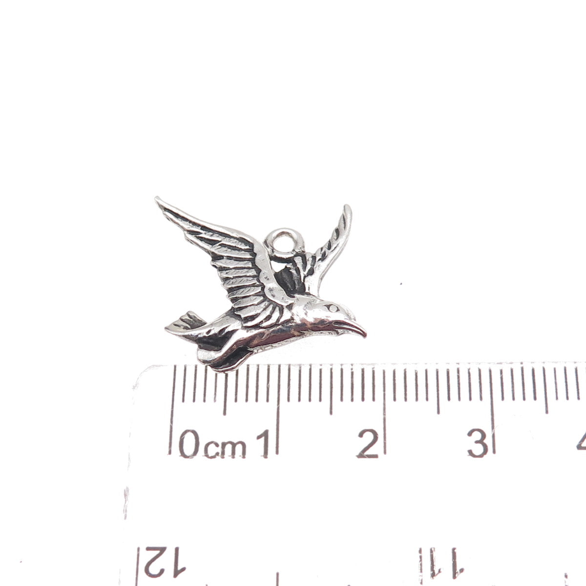 Cini 925 Sterling Silver Antique Art Deco Bird Oxidized Charm Pendant