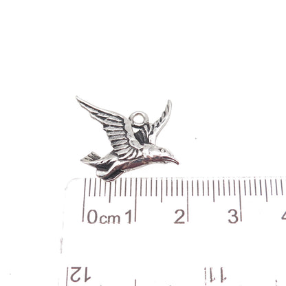 Cini 925 Sterling Silver Antique Art Deco Bird Oxidized Charm Pendant