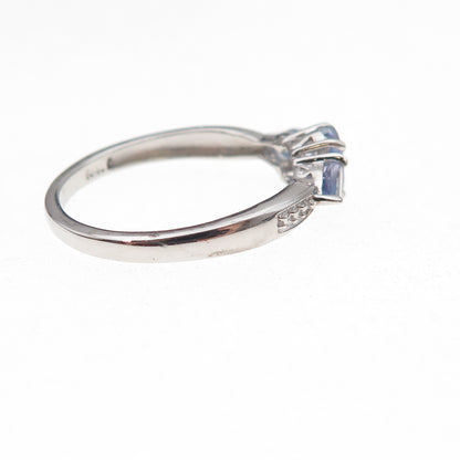 Chuck Clemency Sterling Silver Real Round & Pear-Cut Tanzanite Ring Size 8.25