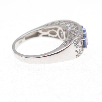 Chuck Clemency 925 Sterling Silver Real Tanzanite & White Topaz Ring Size 8.25