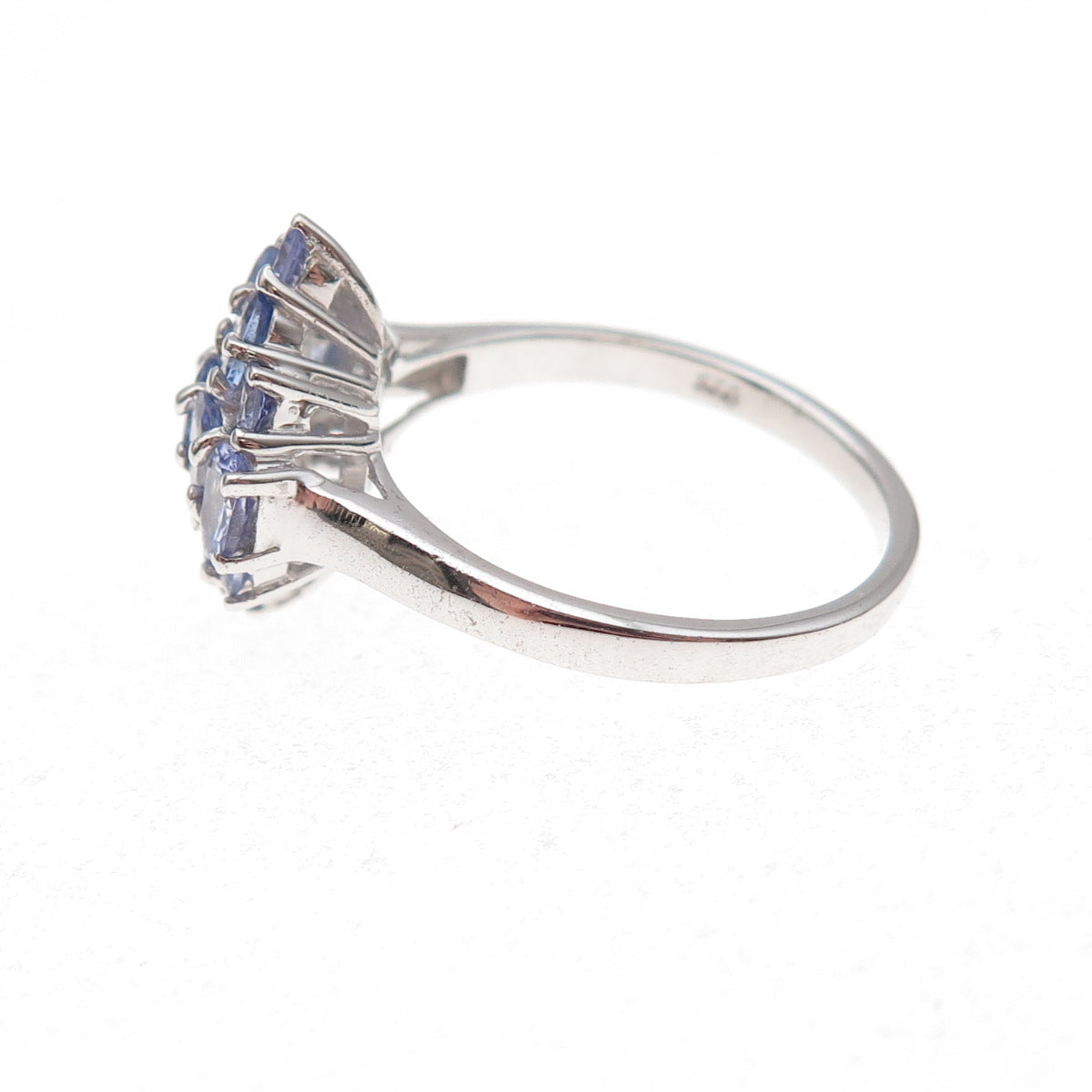 Chuck Clemency 925 Sterling Silver Real Oval-Cut Tanzanite Cluster Ring Size 7