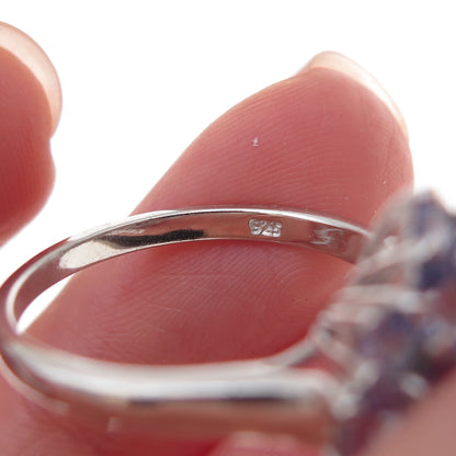 Chuck Clemency 925 Sterling Silver Real Oval-Cut Tanzanite Cluster Ring Size 7