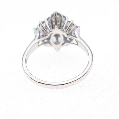 Chuck Clemency 925 Sterling Silver Real Oval-Cut Tanzanite Cluster Ring Size 7