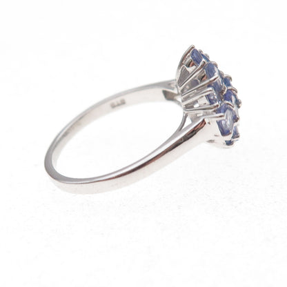Chuck Clemency 925 Sterling Silver Real Oval-Cut Tanzanite Cluster Ring Size 7