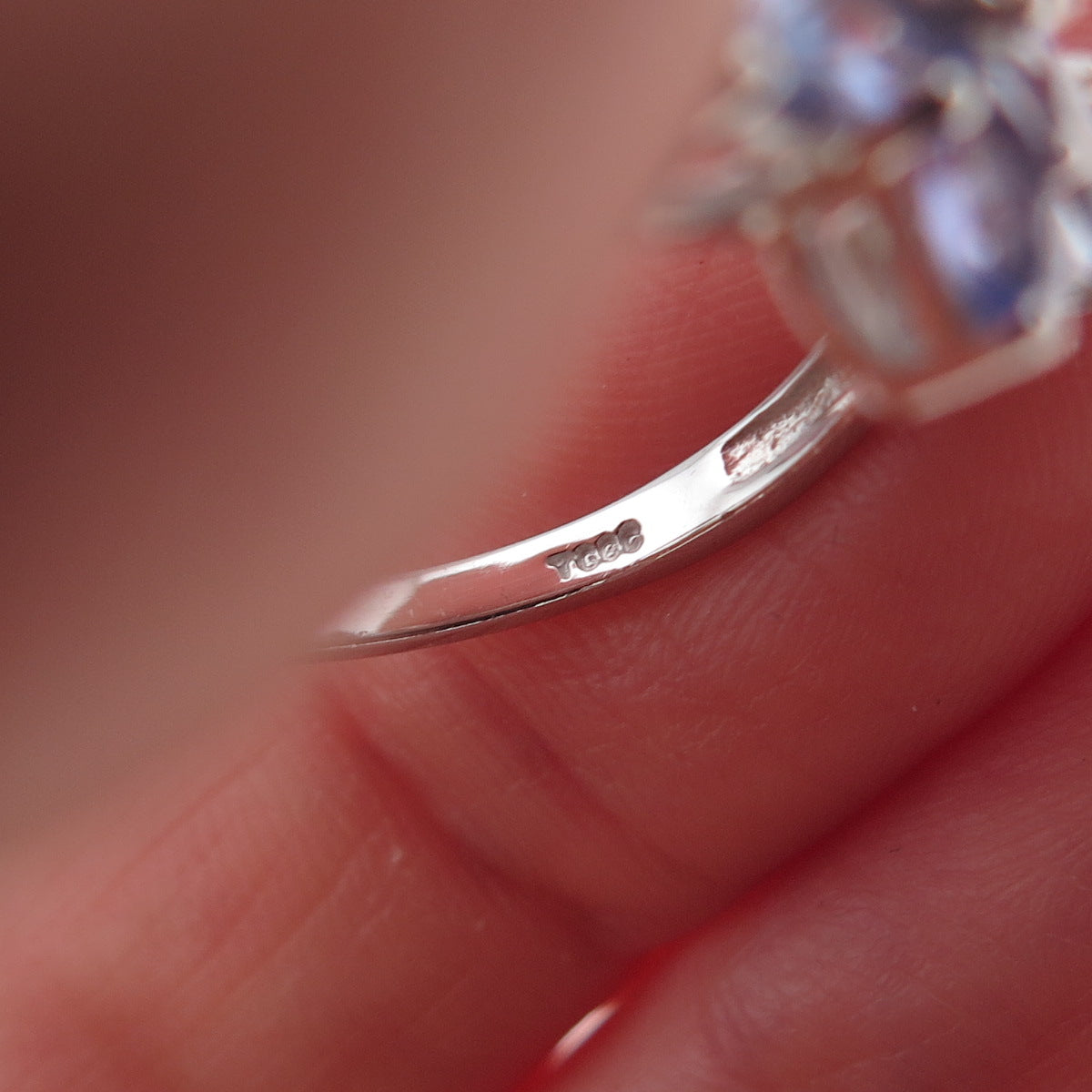 925 Sterling Silver Real Tanzanite & White Topaz Floral Ring Size 8