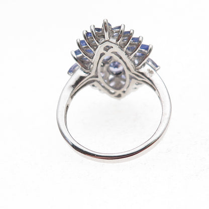 Chuck Clemency 925 Sterling Silver Real Tanzanite Cluster Ring Size 8