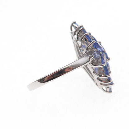 Chuck Clemency 925 Sterling Silver Real Tanzanite Cluster Ring Size 8