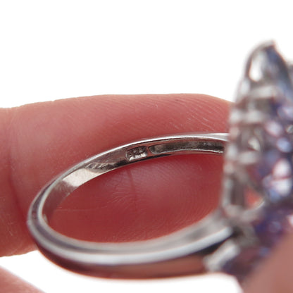 Chuck Clemency 925 Sterling Silver Real Tanzanite Cluster Ring Size 8