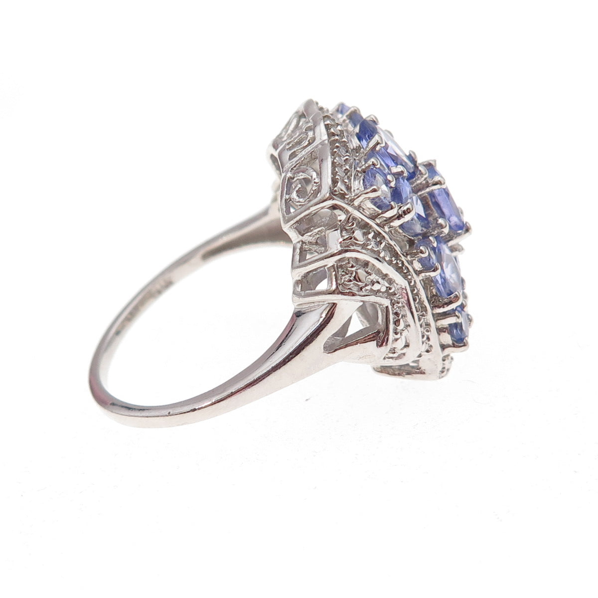 Chuck Clemency 925 Sterling Silver Real Diamond & Tanzanite Ring Size 8