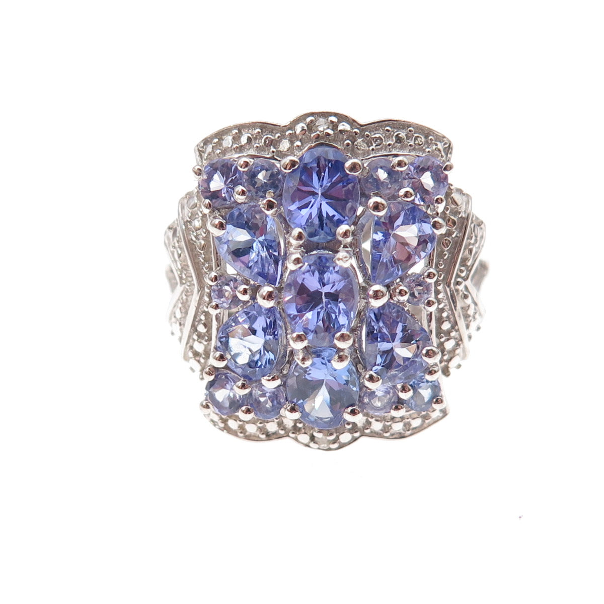Chuck Clemency 925 Sterling Silver Real Diamond & Tanzanite Ring Size 8