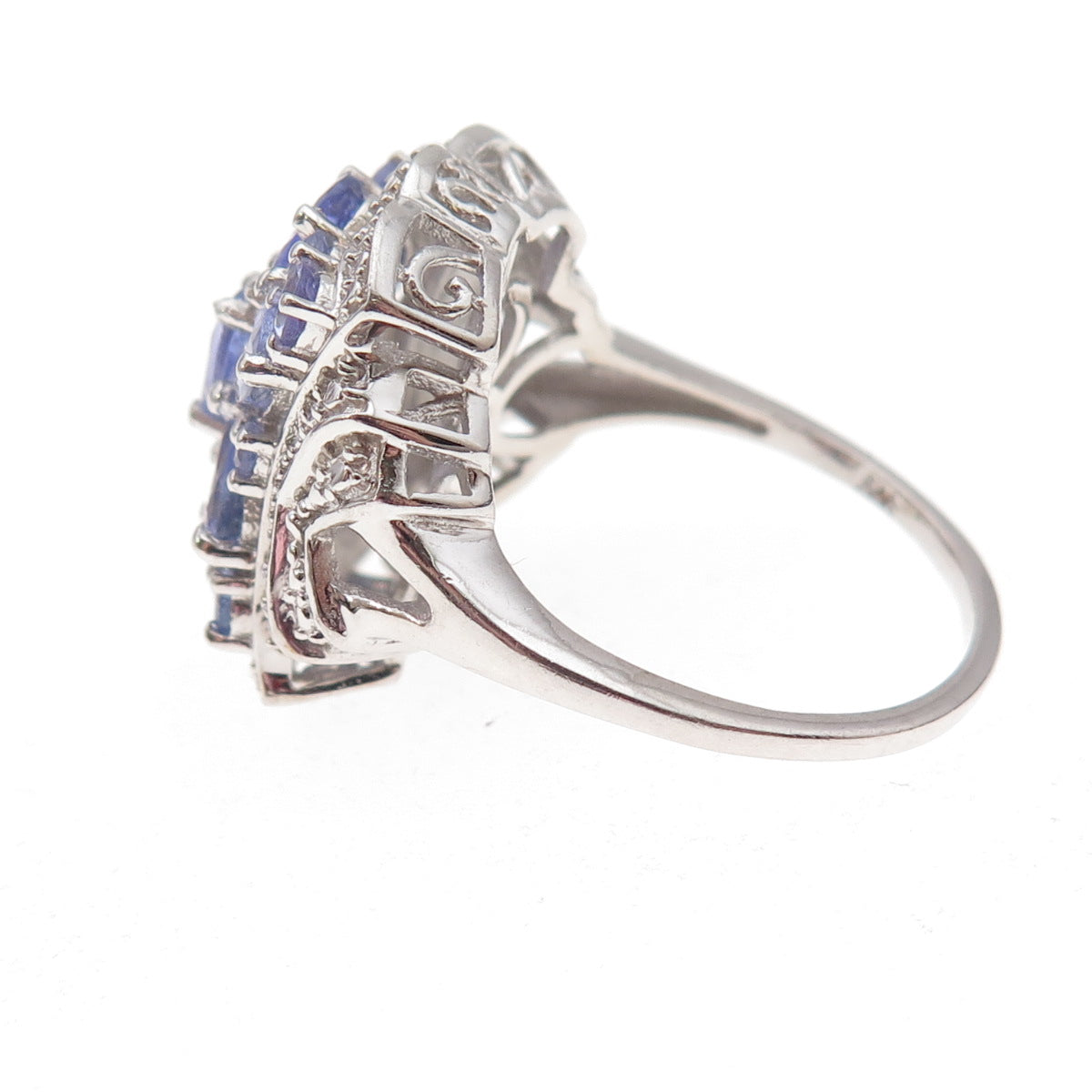Chuck Clemency 925 Sterling Silver Real Diamond & Tanzanite Ring Size 8
