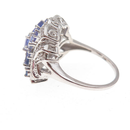 Chuck Clemency 925 Sterling Silver Real Diamond & Tanzanite Ring Size 8