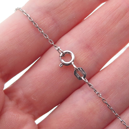 925 Sterling Silver Real Diamond & Tanzanite Cable Chain Necklace 18"
