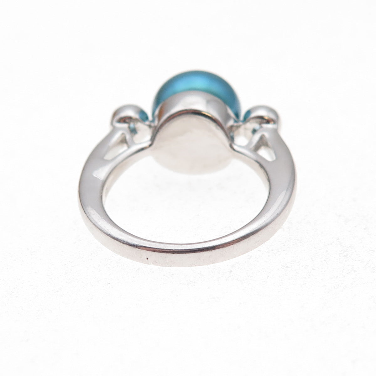 925 Sterling Silver Real Pearl & Blue Topaz Ring Size 6