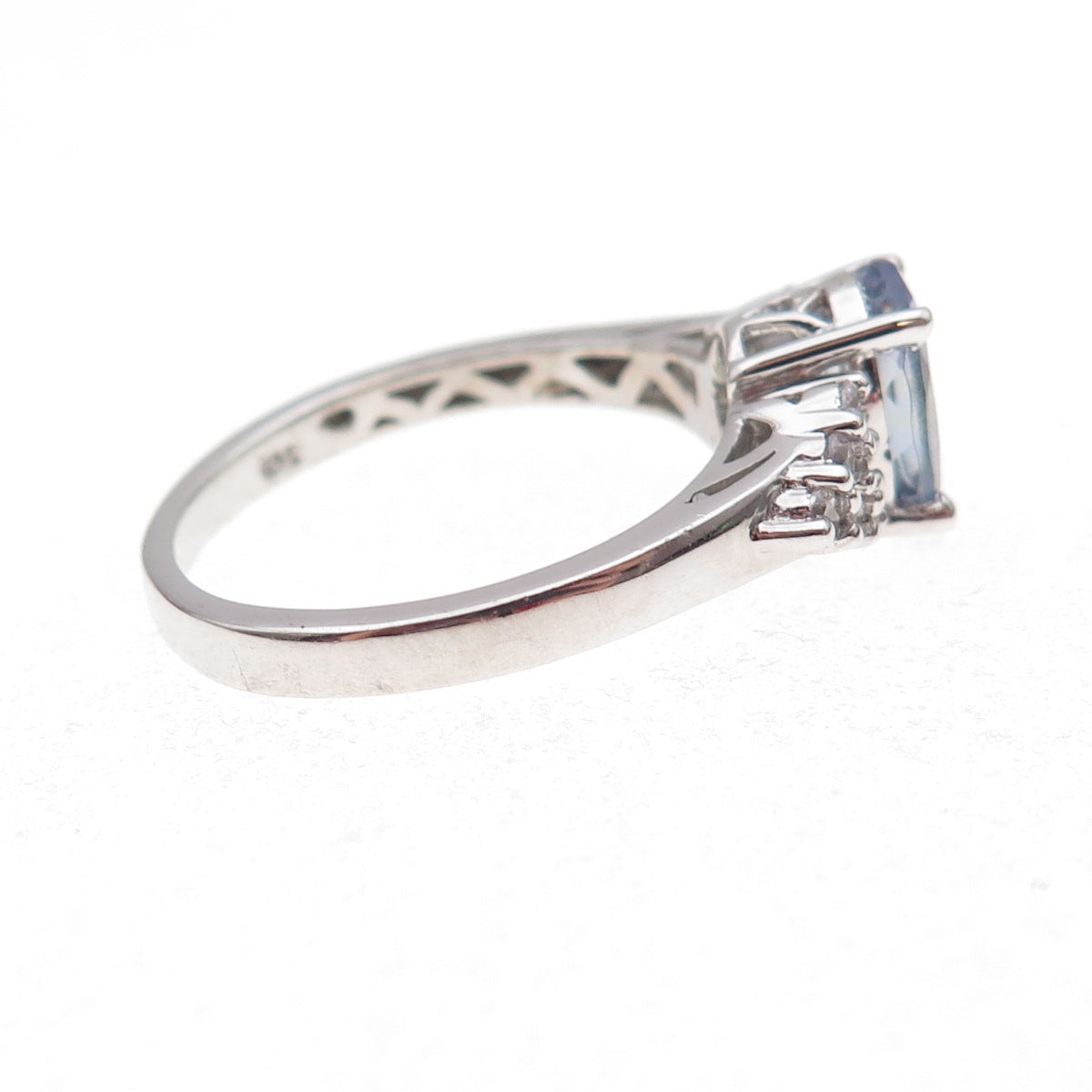 Chuck Clemency 925 Sterling Silver Real Tanzanite & White Topaz Ring Size 8