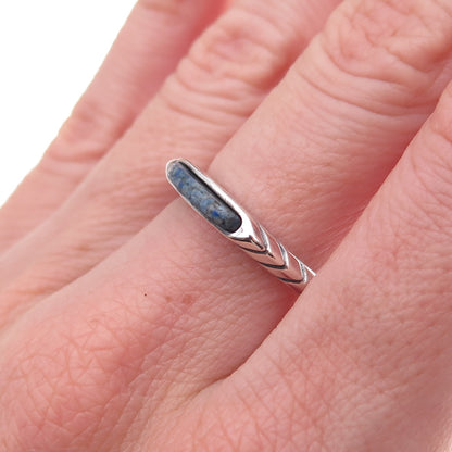 Carolyn Pollack Sterling Silver Vintage Real Lapis Inlay Stackable Ring Size 7