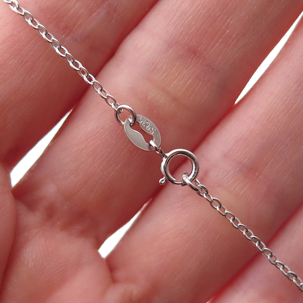 925 Sterling Silver Mexico Real Green Amethyst Cable Chain Necklace 18"