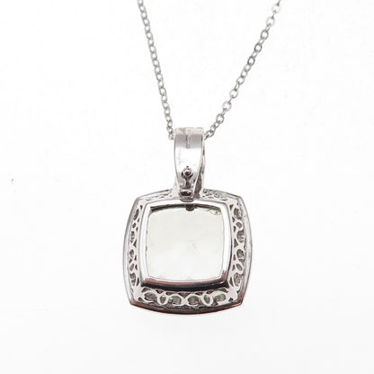 925 Sterling Silver Mexico Real Green Amethyst Cable Chain Necklace 18"