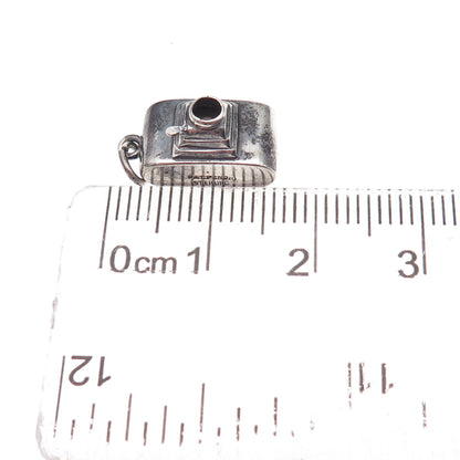 925 Sterling Silver Antique Art Deco Camera Oxidized 3D Charm Pendant