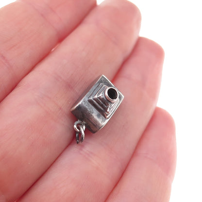 925 Sterling Silver Antique Art Deco Camera Oxidized 3D Charm Pendant