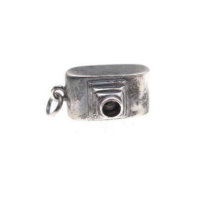 925 Sterling Silver Antique Art Deco Camera Oxidized 3D Charm Pendant