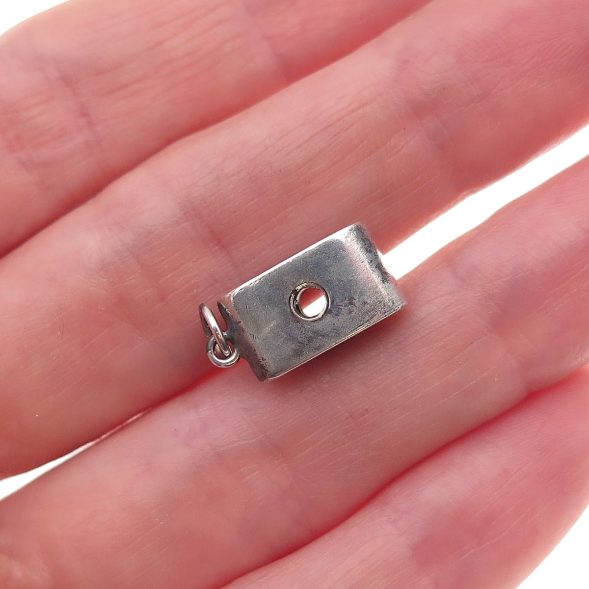925 Sterling Silver Antique Art Deco Camera Oxidized 3D Charm Pendant