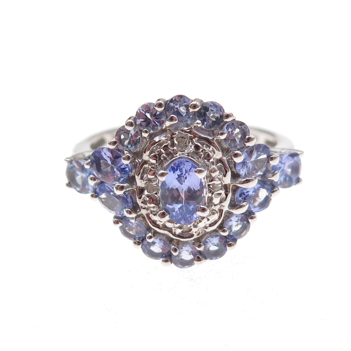 Chuck Clemency 925 Sterling Silver Real Diamond & Tanzanite Ring Size 9