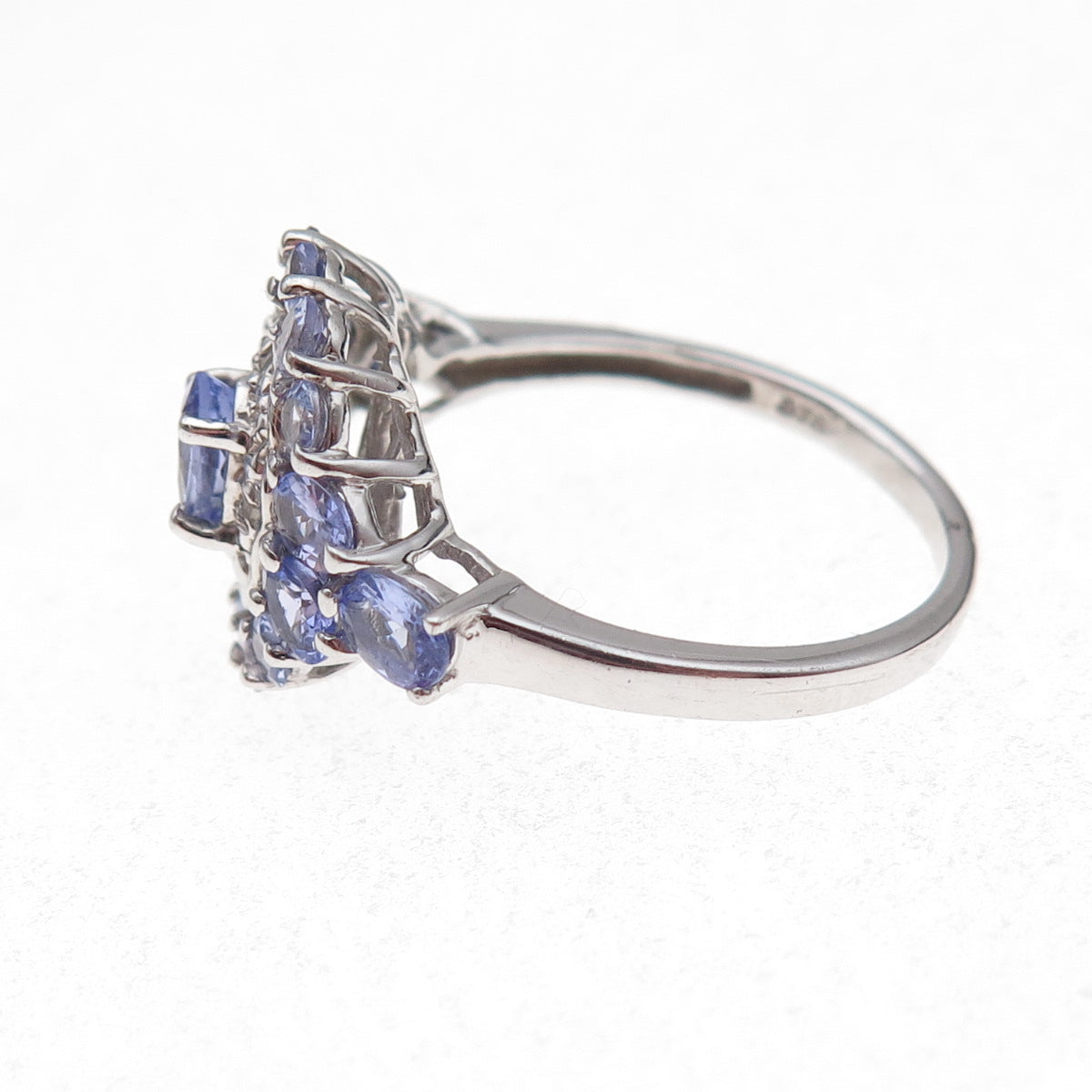 Chuck Clemency 925 Sterling Silver Real Diamond & Tanzanite Ring Size 9