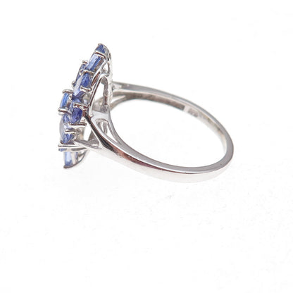 Chuck Clemency 925 Sterling Silver Real Tanzanite Floral Ring Size 8