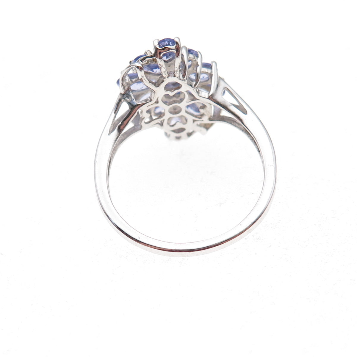 Chuck Clemency 925 Sterling Silver Real Tanzanite Floral Ring Size 8