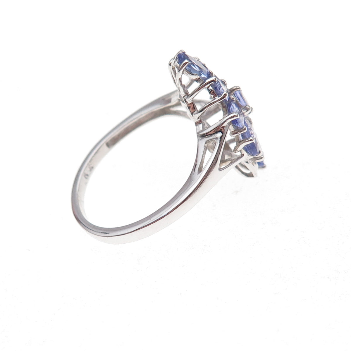 Chuck Clemency 925 Sterling Silver Real Tanzanite Floral Ring Size 8