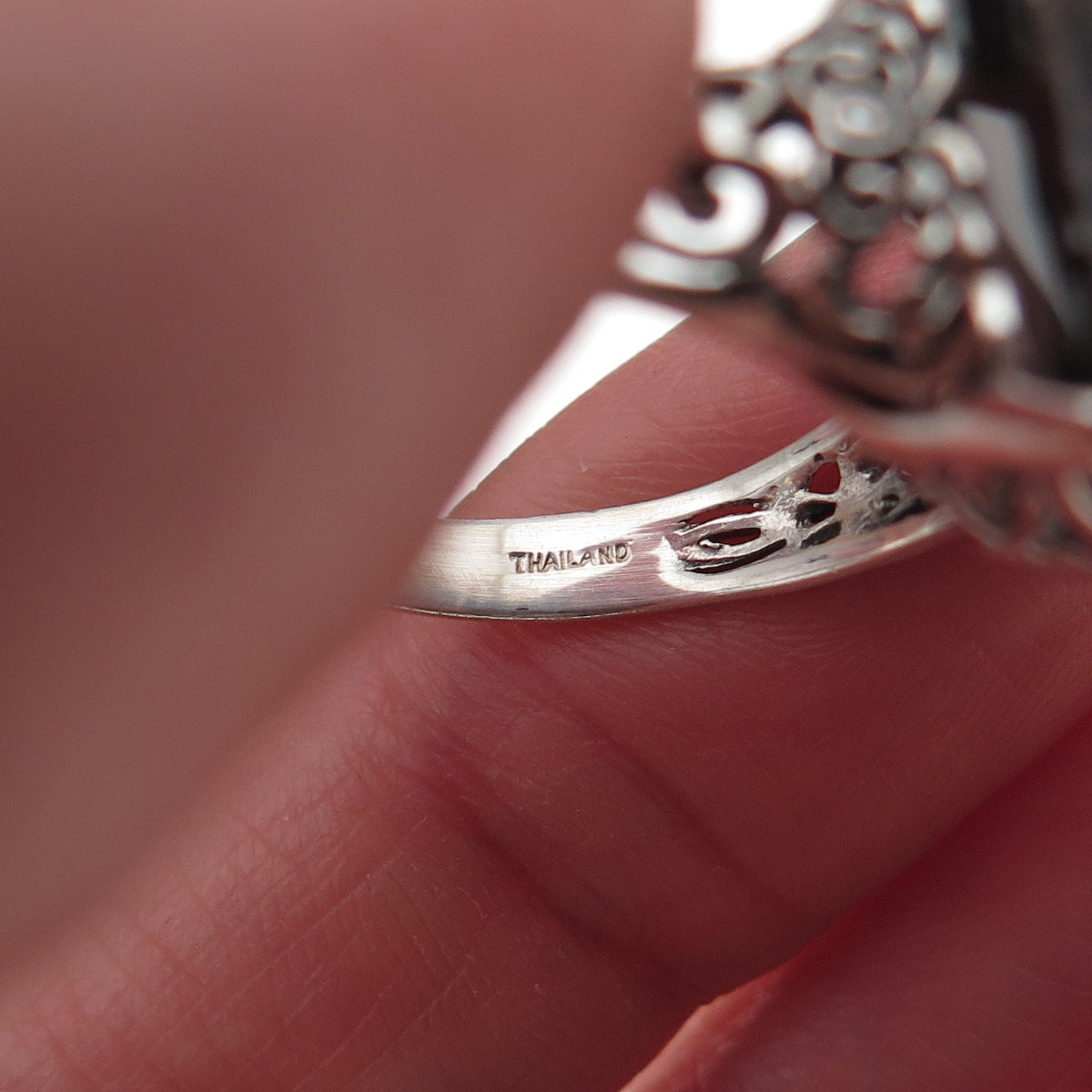 CNA Pranda 925 Sterling Silver Vintage Real Smoky Quartz Heart Ring Size 7.75