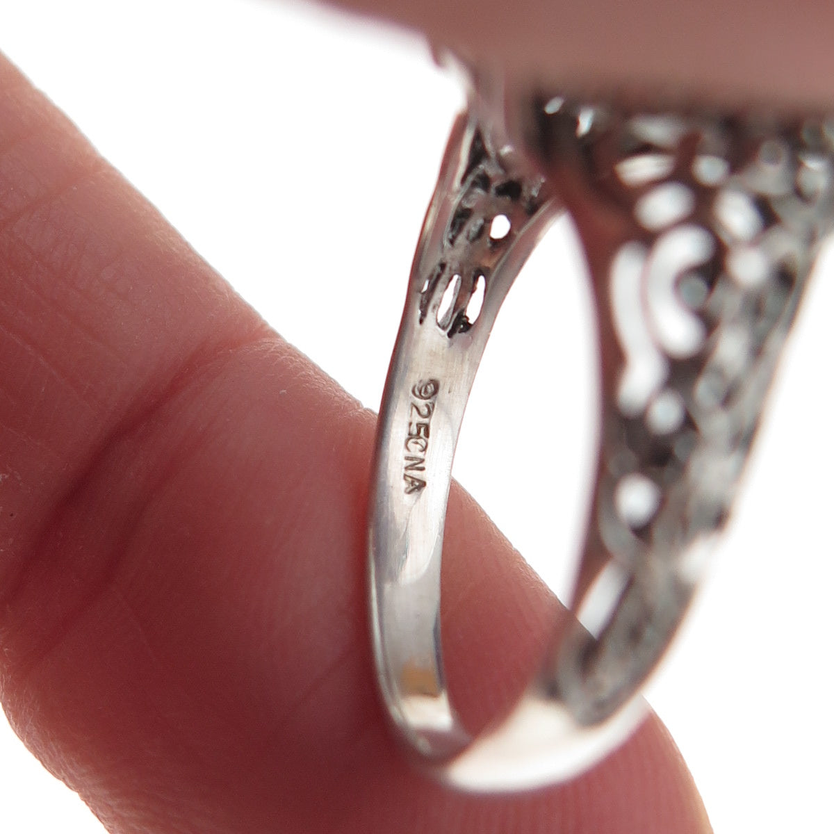 CNA Pranda 925 Sterling Silver Vintage Real Smoky Quartz Heart Ring Size 7.75