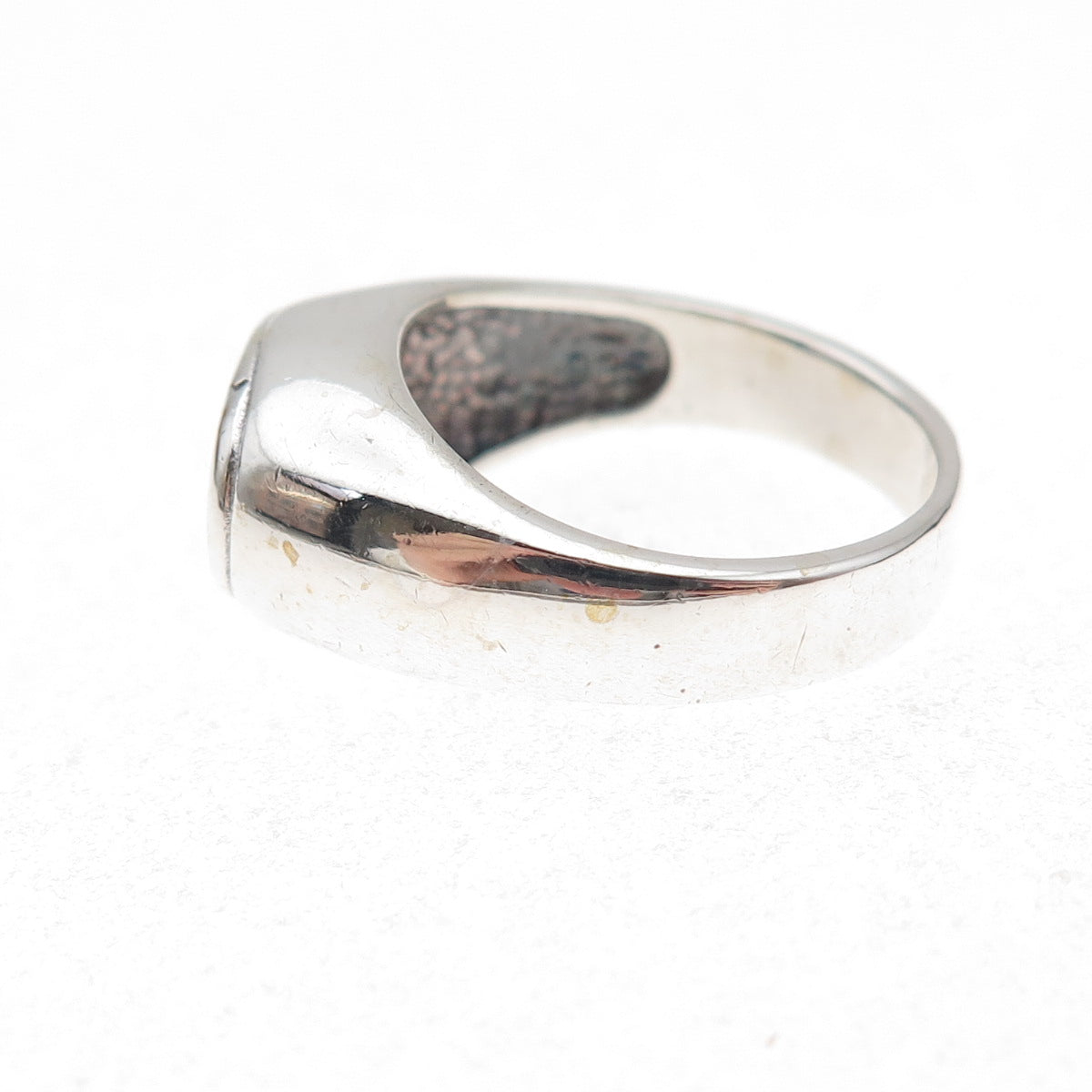 925 Sterling Silver Vintage Real Amethyst Modernist Oxidized Ring Size 7