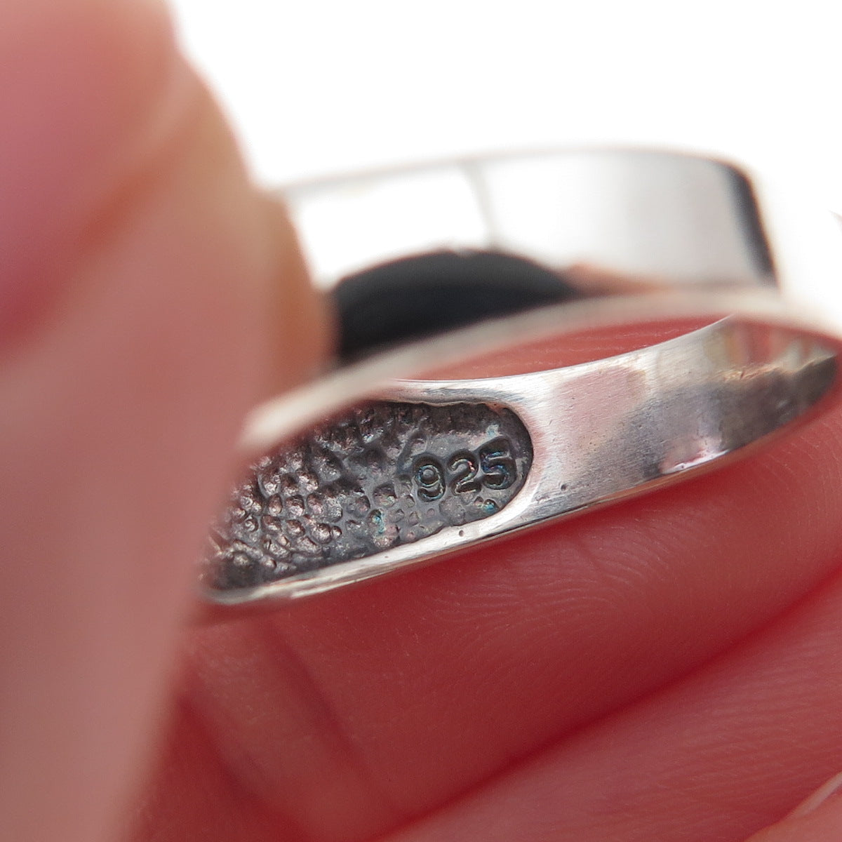 925 Sterling Silver Vintage Real Amethyst Modernist Oxidized Ring Size 7