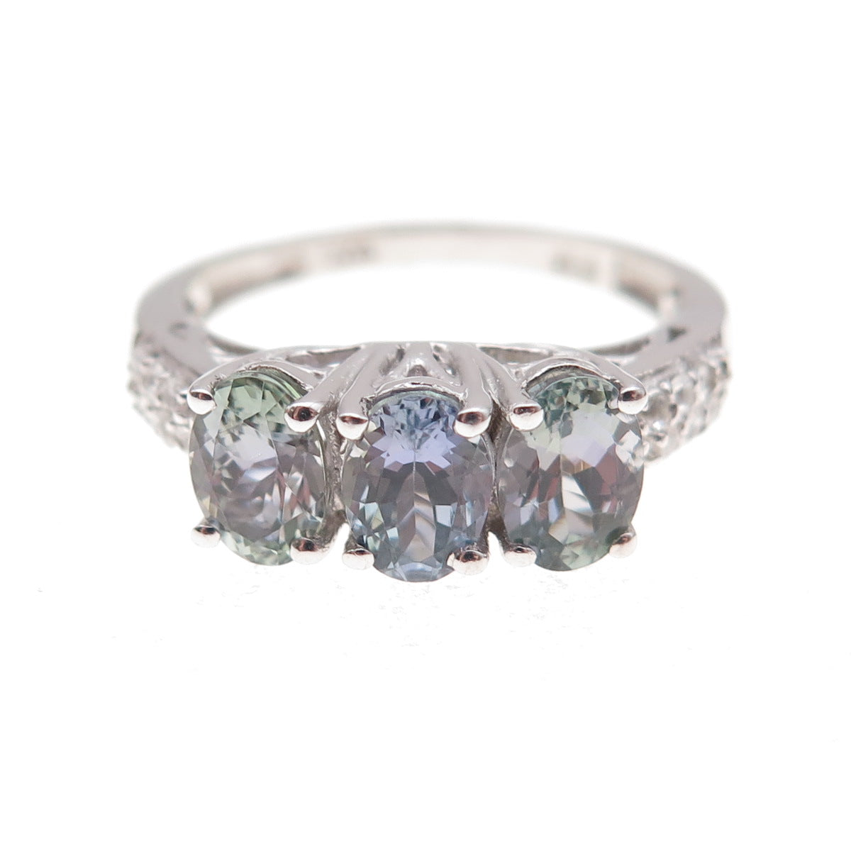 Chuck Clemency 925 Sterling Silver Real Iolite & White Topaz Ring Size 8.25