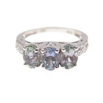 Chuck Clemency 925 Sterling Silver Real Iolite & White Topaz Ring Size 8.25