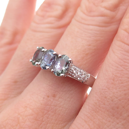 Chuck Clemency 925 Sterling Silver Real Iolite & White Topaz Ring Size 8.25