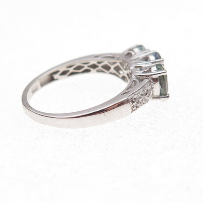 Chuck Clemency 925 Sterling Silver Real Iolite & White Topaz Ring Size 8.25