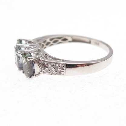 Chuck Clemency 925 Sterling Silver Real Iolite & White Topaz Ring Size 8.25