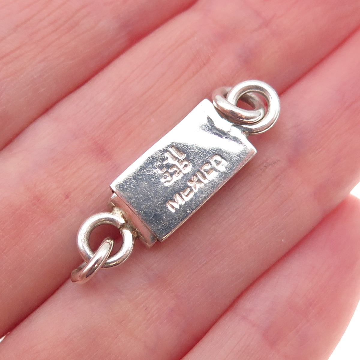925 Sterling Silver Vintage CII Mexico Bracelet / Necklace Box Lock Clasp