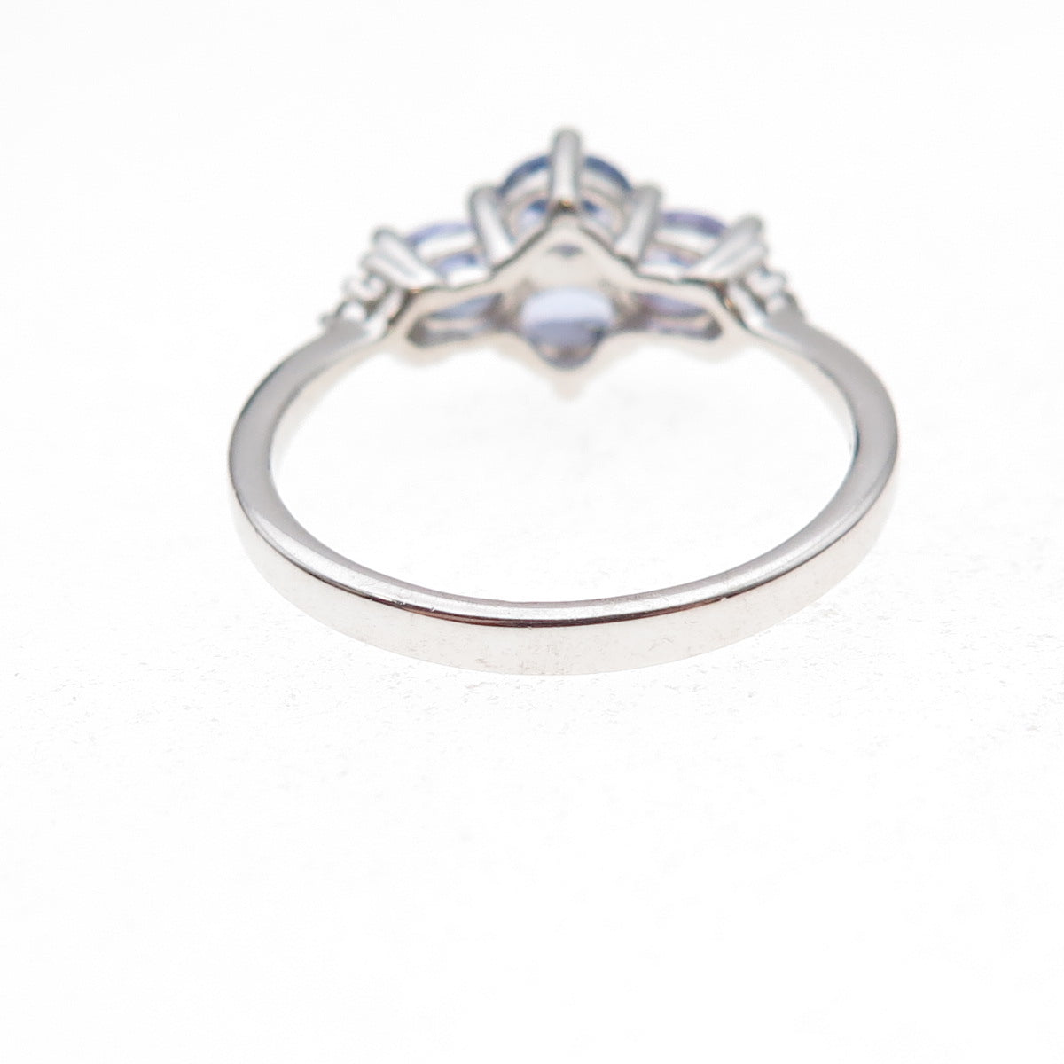 925 Sterling Silver Real Tanzanite & White Topaz Ring Size 8