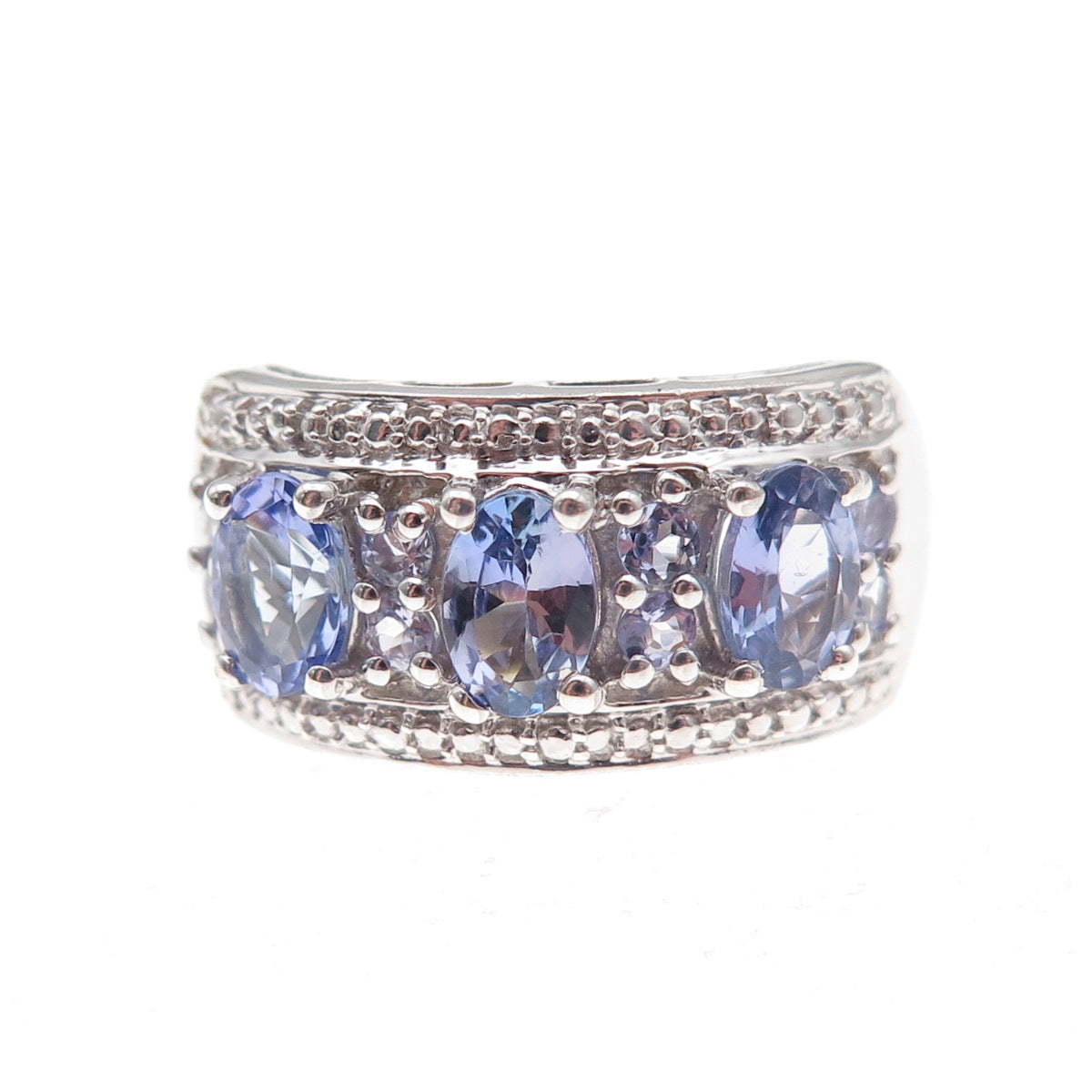 Chuck Clemency 925 Sterling Silver Real Multi-Cut Tanzanite Ring Size 8.25