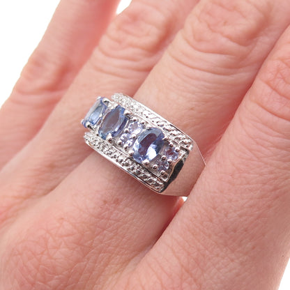 Chuck Clemency 925 Sterling Silver Real Multi-Cut Tanzanite Ring Size 8.25