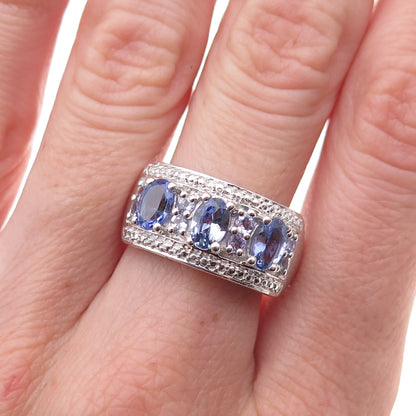Chuck Clemency 925 Sterling Silver Real Multi-Cut Tanzanite Ring Size 8.25